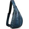 imageLRTO Genuine Leather Sling Bag for Men and Women Vintage Real Leather Crossbody Chest Bags Backpack Purse for Travel HikingBlue