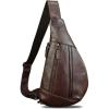 imageLRTO Genuine Leather Sling Bag for Men and Women Vintage Real Leather Crossbody Chest Bags Backpack Purse for Travel HikingCoffee