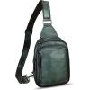 imageLRTO Genuine Leather Small Sling Bag for Women and Men Crossbody Bag Chest Bag Sling Backpack Purses for Hiking Sports TravelBlack