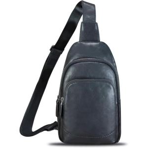 imageGenuine Leather Sling Bag for Women and Men  Vintage Sling Purse Backpack Shoulder Crossbody Chest BagBlack