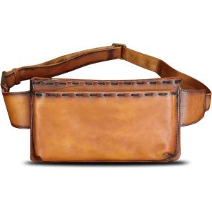 imageLRTO Genuine Leather Waist Bag Fanny Packs Hip Bag for Women and Men Real Leather Small Fanny Bag Sling Bag Crossbody Bags Chest Purses Black LRTO15006Brown