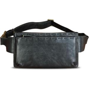 imageLRTO Genuine Leather Waist Bag Fanny Packs Hip Bag for Women and Men Real Leather Small Fanny Bag Sling Bag Crossbody Bags Chest Purses Black LRTO15006Black