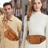 imageGenuine Leather Fanny Packs for Women and Men Waist Bag Vintage Hip Bum Bag Over Shoulder Crossbody Sling Bag BrownCoffee