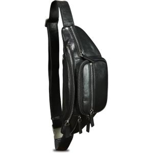 imageGenuine Leather Fanny Packs for Women and Men Waist Bag Vintage Hip Bum Bag Over Shoulder Crossbody Sling Bag BrownBlack