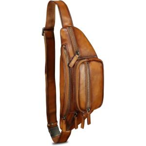 imageGenuine Leather Fanny Packs for Women and Men Waist Bag Vintage Hip Bum Bag Over Shoulder Crossbody Sling Bag BrownBrown