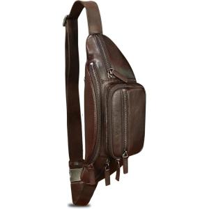 imageGenuine Leather Fanny Packs for Women and Men Waist Bag Vintage Hip Bum Bag Over Shoulder Crossbody Sling Bag BrownCoffee