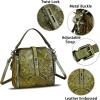 imageGenuine Leather Purses and Handbags for Women Retro Embossed Crossbody Shoulder Bag Satchel PouchesKhaki