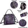 imageGenuine Leather Purses and Handbags for Women Retro Embossed Crossbody Shoulder Bag Satchel PouchesPurple