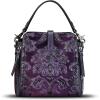 imageGenuine Leather Purses and Handbags for Women Retro Embossed Crossbody Shoulder Bag Satchel PouchesPurple