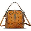 imageGenuine Leather Purses and Handbags for Women Retro Embossed Crossbody Shoulder Bag Satchel PouchesBrown