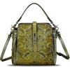 imageGenuine Leather Purses and Handbags for Women Retro Embossed Crossbody Shoulder Bag Satchel PouchesKhaki
