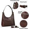 imageGenuine Leather Hobo Bag for Women Tote Bag Vintage Crossbody Shoulder Bag Satchel Purse HandbagCoffee