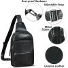 image:imageLRTO Genuine Leather Sling Bag for Men and Women Full Grain Sling Backpack Purse Over Shoulder BagBlack