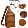 image:imageLRTO Genuine Leather Sling Bag for Men and Women Full Grain Sling Backpack Purse Over Shoulder BagBrown