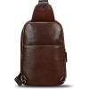 image:imageLRTO Genuine Leather Sling Bag for Men and Women Full Grain Sling Backpack Purse Over Shoulder BagCoffee