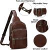 image:imageLRTO Genuine Leather Sling Bag for Men and Women Full Grain Sling Backpack Purse Over Shoulder BagCoffee