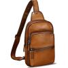 image:imageLRTO Genuine Leather Sling Bag for Men and Women Full Grain Sling Backpack Purse Over Shoulder BagBrown