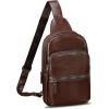 image:imageLRTO Genuine Leather Sling Bag for Men and Women Full Grain Sling Backpack Purse Over Shoulder BagCoffee