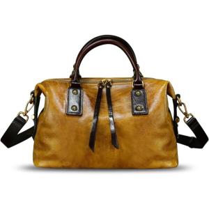 image:imageGenuine Leather Purses Handbags for Women Vintage Designer Crossbody Shoulder Bag Satchel BagBrown