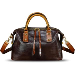 image:imageGenuine Leather Purses Handbags for Women Vintage Designer Crossbody Shoulder Bag Satchel BagCoffee