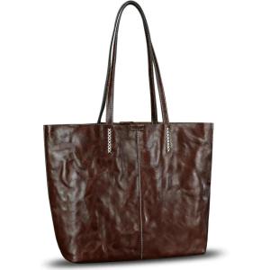image:imageGenuine Leather Tote Bag for Women Desinger Purses Handbags Full Grain Leather Shoulder Bag for Work Daily UseCoffee