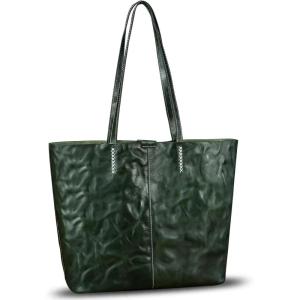 image:imageGenuine Leather Tote Bag for Women Desinger Purses Handbags Full Grain Leather Shoulder Bag for Work Daily UseGreen