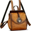image:imageGenuine Leather Small Backpack Purse for Women Knapsack Casual Daypack College Back Bag BrownBrown