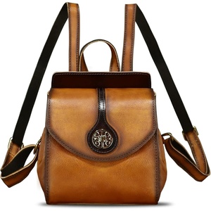 image:imageGenuine Leather Small Backpack Purse for Women Knapsack Casual Daypack College Back Bag BrownBrown