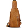 image:imageGenuine Leather Sling Bag for Men and Women Full Grain Sling Backpack Crossbody Over Shoulder PurseBrown