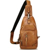 image:imageGenuine Leather Sling Bag for Men and Women Full Grain Sling Backpack Crossbody Over Shoulder PurseBrown