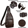 image:imageGenuine Leather Sling Bag for Men and Women Full Grain Sling Backpack Crossbody Over Shoulder PurseCoffee