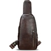 image:imageGenuine Leather Sling Bag for Men and Women Full Grain Sling Backpack Crossbody Over Shoulder PurseCoffee