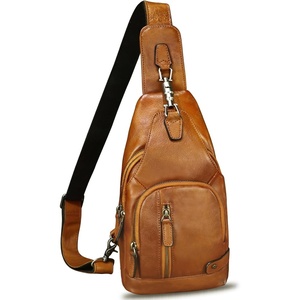 image:imageGenuine Leather Sling Bag for Men and Women Full Grain Sling Backpack Crossbody Over Shoulder PurseBrown