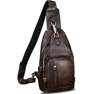 image:imageGenuine Leather Sling Bag for Men and Women Full Grain Sling Backpack Crossbody Over Shoulder PurseCoffee