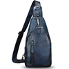 image:imageGenuine Leather Sling Bag for Men and Women Real Leather Shoulder Crossbody Bag Chest Bag Sling Backpack PurseBlue