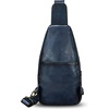 image:imageGenuine Leather Sling Bag for Men and Women Real Leather Shoulder Crossbody Bag Chest Bag Sling Backpack PurseBlue
