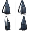 image:imageGenuine Leather Sling Bag for Men and Women Real Leather Shoulder Crossbody Bag Chest Bag Sling Backpack PurseBlue