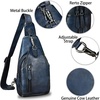 image:imageGenuine Leather Sling Bag for Men and Women Real Leather Shoulder Crossbody Bag Chest Bag Sling Backpack PurseBlue