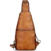 image:imageGenuine Leather Sling Bag for Men and Women Real Leather Shoulder Crossbody Bag Chest Bag Sling Backpack PurseHand Painted 01