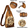 image:imageGenuine Leather Sling Bag for Men and Women Real Leather Shoulder Crossbody Bag Chest Bag Sling Backpack PurseHand Painted 01