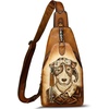image:imageGenuine Leather Sling Bag for Men and Women Real Leather Shoulder Crossbody Bag Chest Bag Sling Backpack PurseHand Painted 01