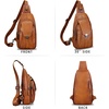 image:imageGenuine Leather Sling Bag for Women and Man Handmade Retro Hiking Crossbody Backpack Purse Chest Shoulder DaypackBrown