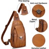 image:imageGenuine Leather Sling Bag for Women and Man Handmade Retro Hiking Crossbody Backpack Purse Chest Shoulder DaypackBrown