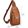 image:imageGenuine Leather Sling Bag for Women and Man Handmade Retro Hiking Crossbody Backpack Purse Chest Shoulder DaypackBrown