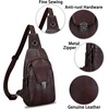 image:imageGenuine Leather Sling Bag for Women and Man Handmade Retro Hiking Crossbody Backpack Purse Chest Shoulder DaypackCoffee