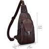 image:imageGenuine Leather Sling Bag for Women and Man Handmade Retro Hiking Crossbody Backpack Purse Chest Shoulder DaypackCoffee