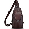 image:imageGenuine Leather Sling Bag for Women and Man Handmade Retro Hiking Crossbody Backpack Purse Chest Shoulder DaypackCoffee