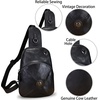 image:imageGenuine Leather Small Sling Bag for Women Crossbody Purse Handmade Hiking Daypack Retro Shoulder Backpack Vintage Chest BagsBlack