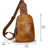 image:imageGenuine Leather Small Sling Bag for Women Crossbody Purse Handmade Hiking Daypack Retro Shoulder Backpack Vintage Chest BagsBrown
