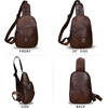 image:imageGenuine Leather Small Sling Bag for Women Crossbody Purse Handmade Hiking Daypack Retro Shoulder Backpack Vintage Chest BagsCoffee